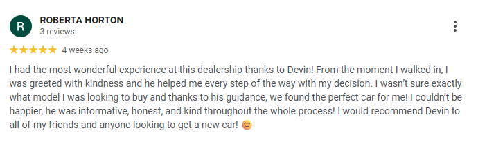 5-star Google review from a customer